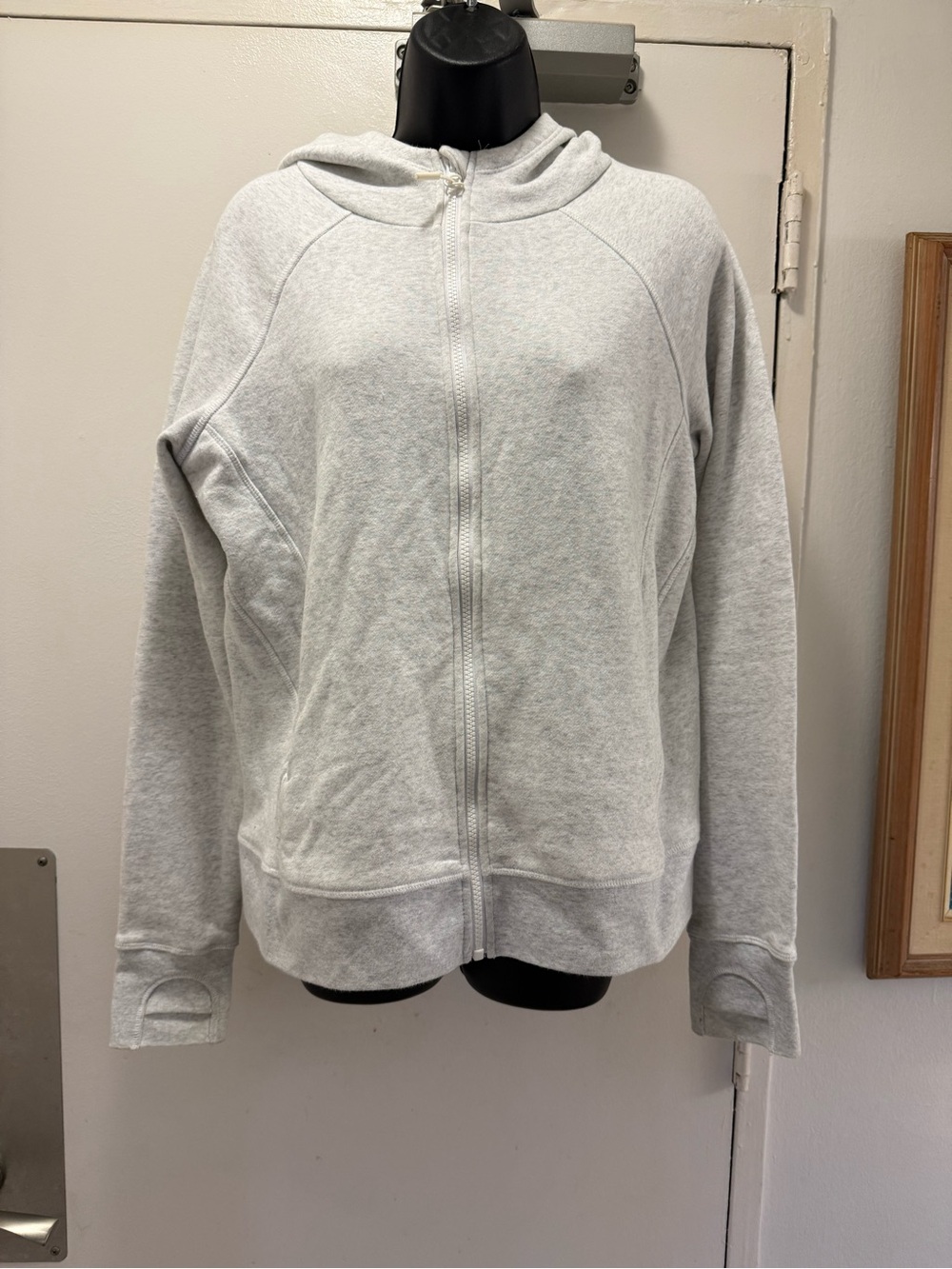 LOLË Light Gray Full-Zip Hoodie